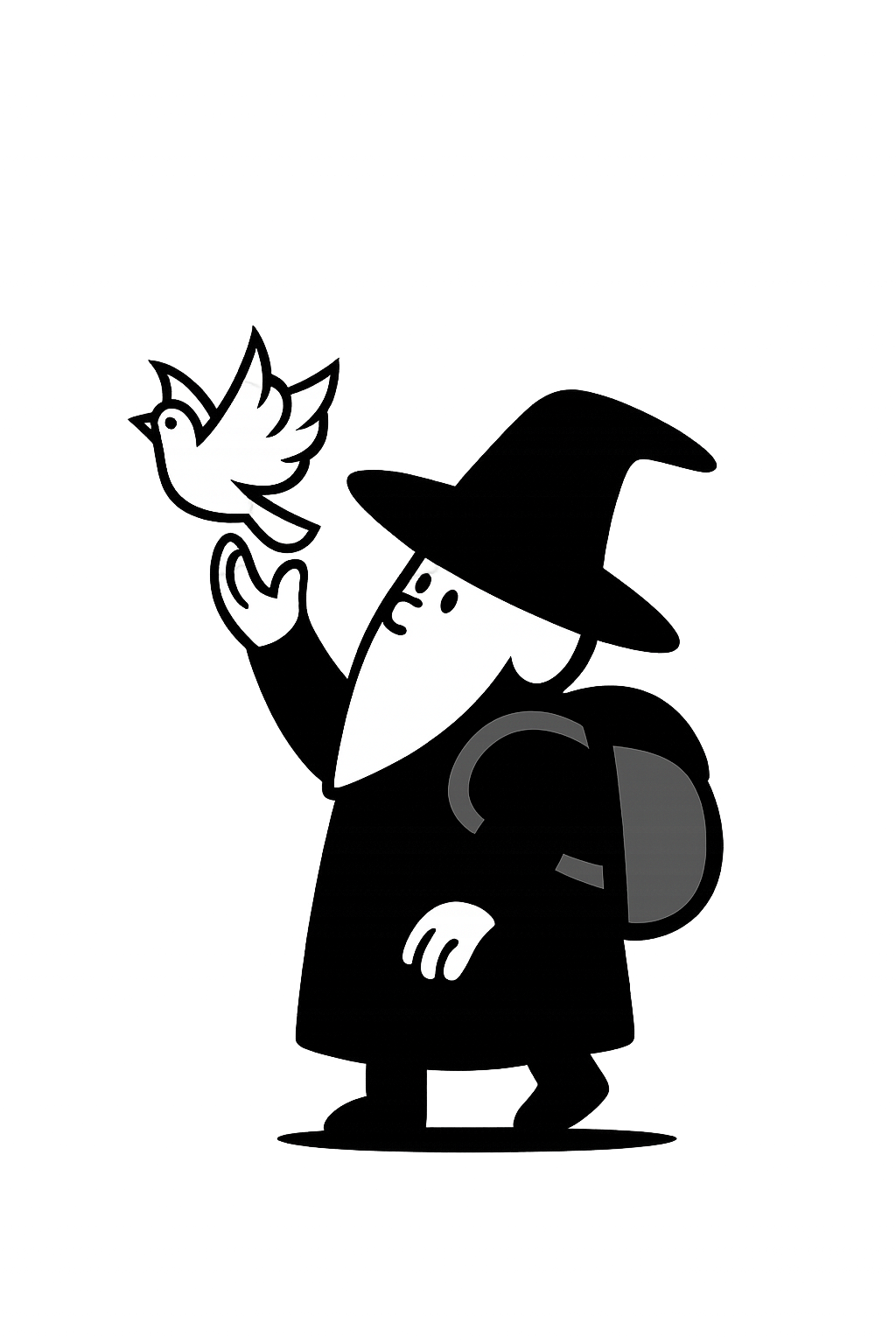 A scribe releasing a pigeon